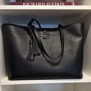 Tory Burch McGraw Black Leather Tote Bag